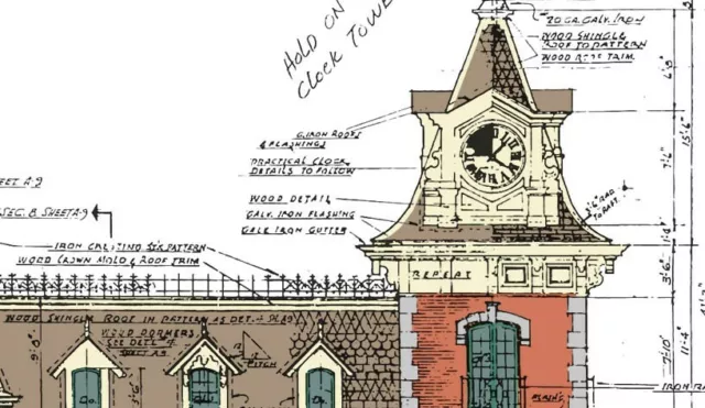 Disneyland - Main Street Train Station - Colored Blueprint 3