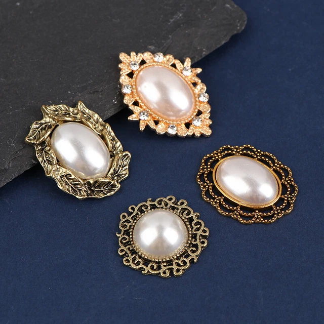 10Pcs Vintage Pearl Button Flatbacks For Wedding Decoration Embellishment ^^