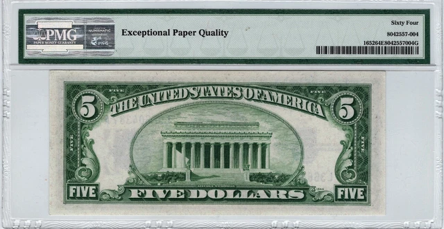 1934B $5 PMG CU 64 EPQ Silver Certificate L-A Block FR#1652 ☆☆ Choice 411 2