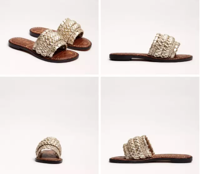 Sam Edelman Giada Gold Woven Leather Slide Sandal Women's US sizes 6-10/NIB!!!