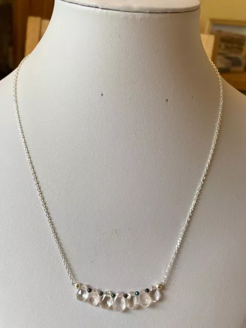 Threaded & Sterling Silver Chain 18.5" Necklace with Morganite & Hematite Beads