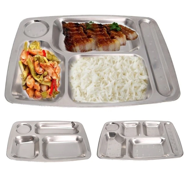 Geteilte Edelstahl Lebensmittel Snack Tablett Mittagessen Portion Teller Diät Säugling Kind Teil heiß