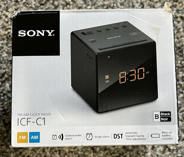 SONY ICFC1T DESKTOP Alarm Clock AM FM Radio Black Automatic Set UP