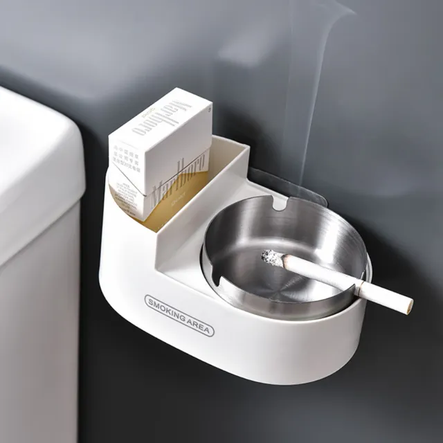 Wall Mounted Ashtray Stainless Steel with Cover Ash Tray for Home Office (Gold) 3