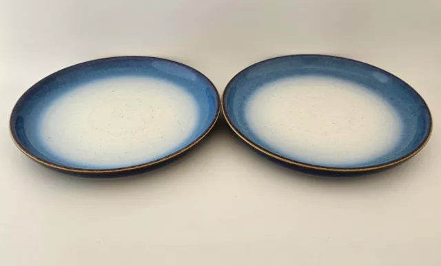 2x Denby Blue Haze Plates 20.5cm Medium Salad Side Coupe England