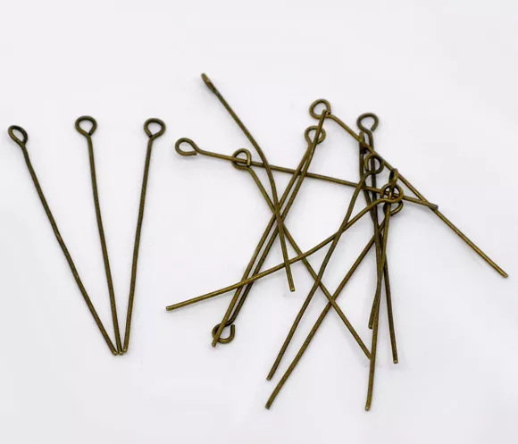 400 ANTIQUE BRONZE EYE PINS 40mm x 0.7mm (21 GAUGE) JEWELLERY MAKING (56F) UK