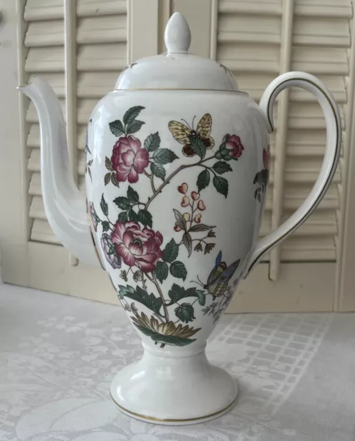 Wedgwood Charnwood Vintage Teapot Flowers Butterfly Bone China England Gold Trim