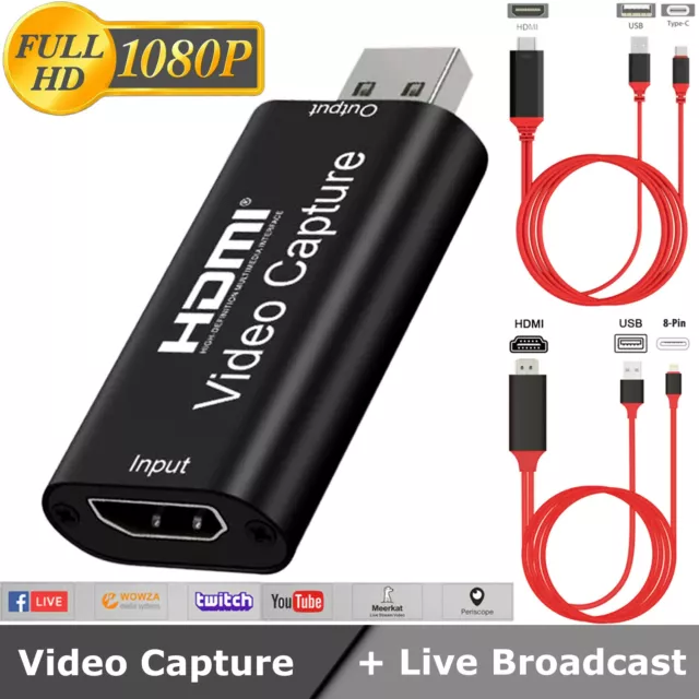 HDMI to USB2.0 Video Capture Card 1080P Recorder Phone Game/Video Live Streaming