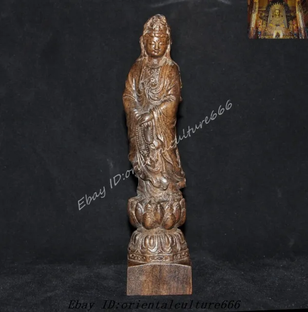 Old Chinese Buddhism Rosewood Wood Carved Guan yin Bodhisattva Kwan-yin Statue