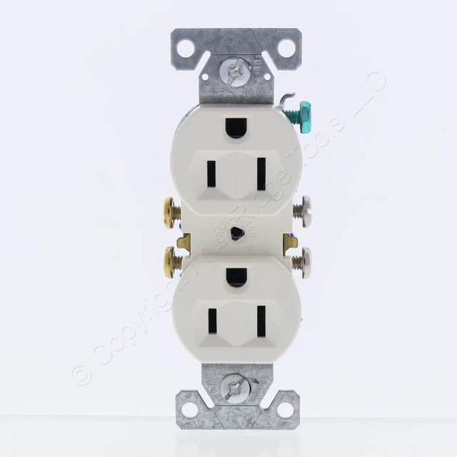 Eaton Lt Almond Residential Duplex Outlet Receptacle NEMA 5-15R 15A Bulk 270LA