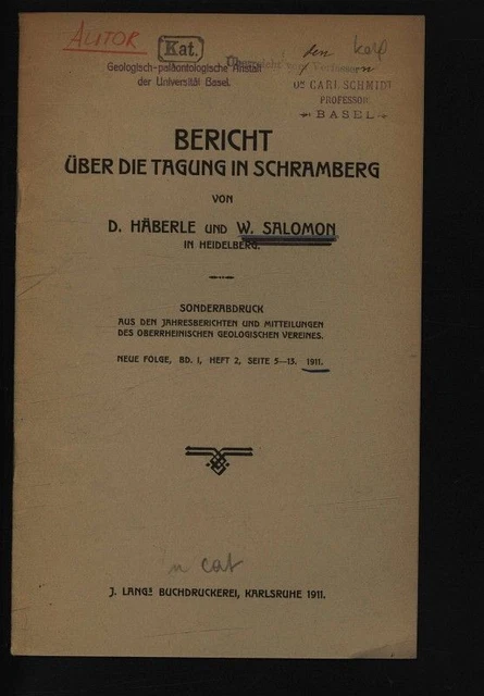 Bericht über die Tagung in Schramberg. Sonderabdruck aus den Jahresberichten und