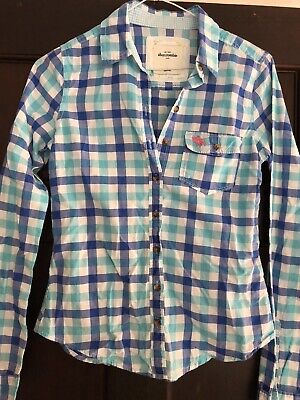 abercrombie and fitch Size L KIDS Blue Checked Long Sleeved Cotton Shirt