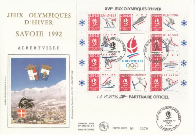 Enveloppe Grand Format  FDC 1er  jour - Jeux Olympiques d'Hiver ALBERTVILLE 1992