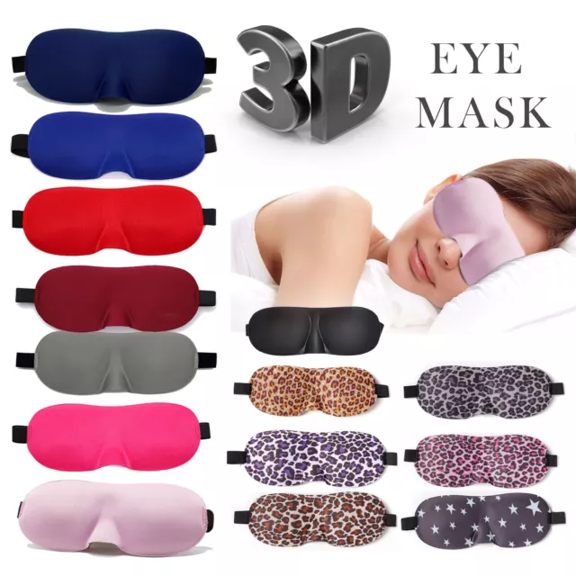 3D Soft Padded Sleep Mask Blackout Eye Mask Blindfold Travel Eye Cover Masks UK