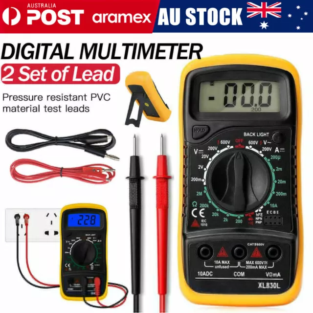 Digital Multimeter Automotive AC/DC Voltmeter Current Meter Multi Tester+4 Leads