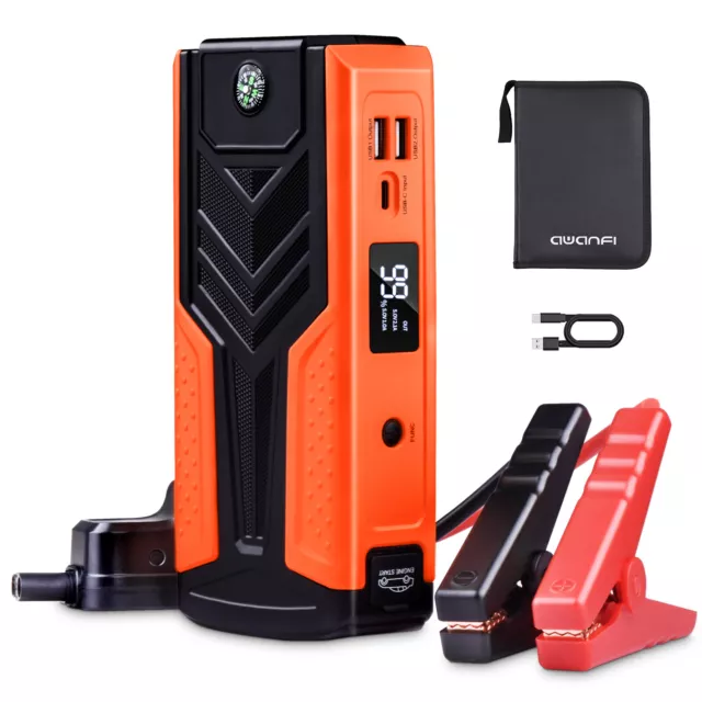 GOOLOO GE1200 Jump Starter, 1200A Peak Car Starter, 18000mAh Portable Power  Pack, 12V Auto Battery Booster, LED Light 