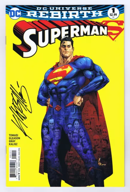 Superman #1 Variant VF/NM Signed w/COA Kenneth Rocafort 2016 Rebirth DC Comics