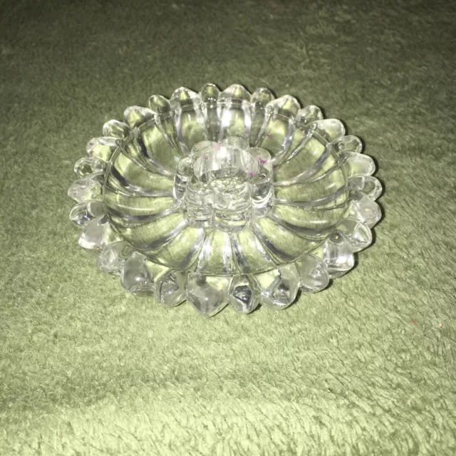 Vintage Crystal Cut Glass Ashtray Sunflower Trinket Tray Dish Round Decor 5”