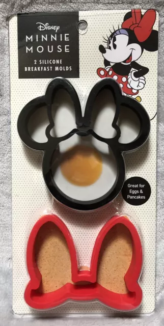 NEW Disney MINNIE MOUSE 2pc Silicone Breakfast Mold Rings for Eggs and Pancakes