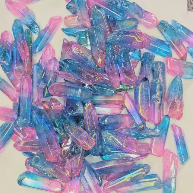 Pink & Blue Aura Quartz Crystal Points Wands 100 Grams Bulk Wholesale Sale