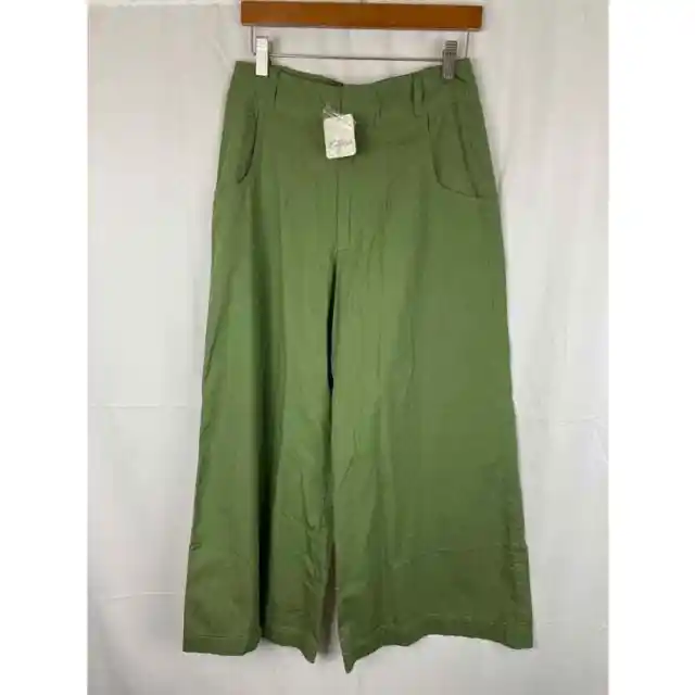 Free People Women's Menorca Cropped Wide Leg Pant 'Forest Glen Green' Size 4