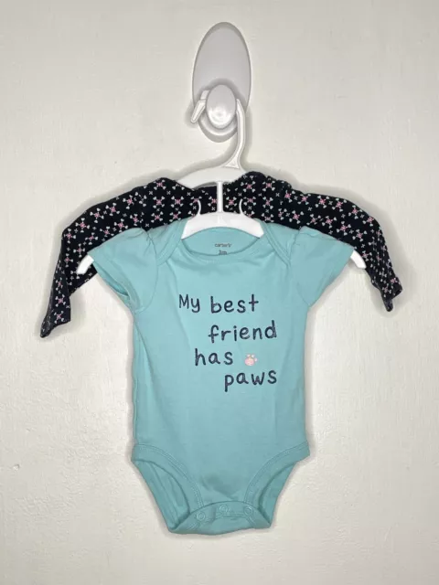 Carters Set Of 2 One Piece Bodysuit Baby Girls Size 3 Months Blue Black