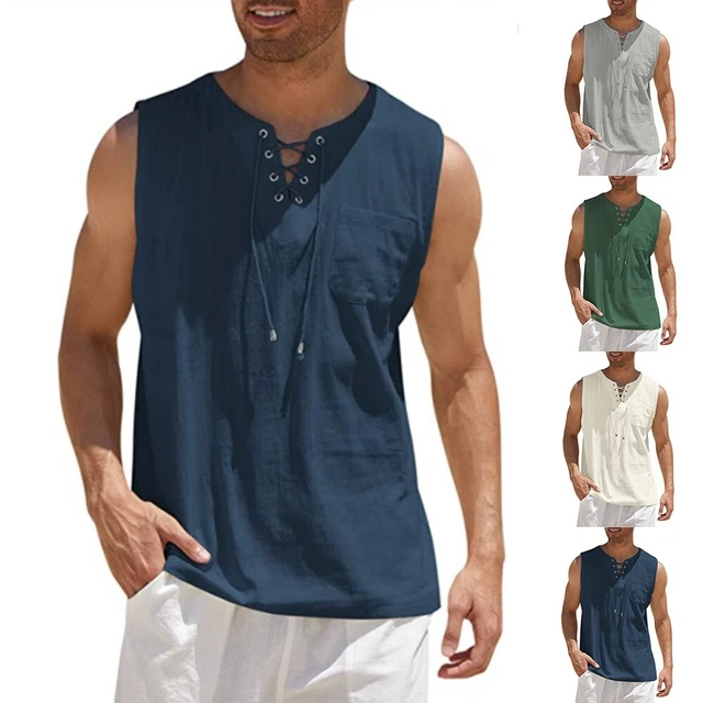 Gilet da Uomo Top senza Maniche Solido Colore Canotta Blusa Traspirante Comodo