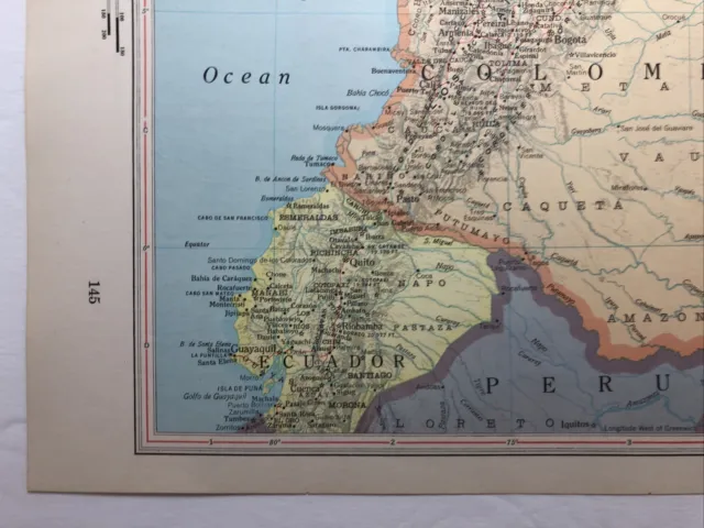 VINTAGE COLOMBIA & VENEZUELA Atlas Map - 1968 Collector's Atlas of the ...