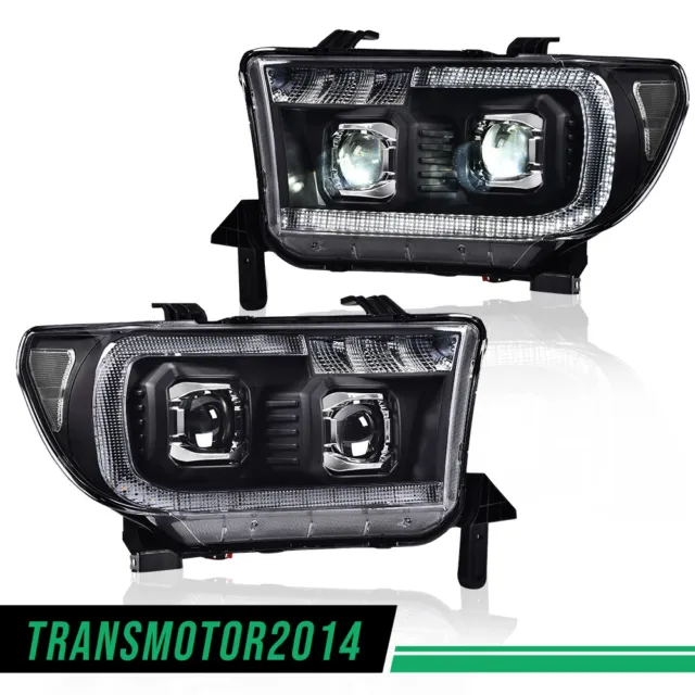 Dual LED Projector Headlights Clear/Black Fit For 07-13 Tundra 08-17 Sequoia New