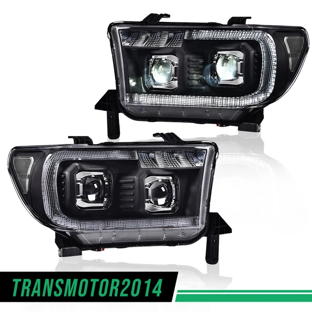 Dual LED Projector Headlights Clear/Black Fit For 07-13 Tundra 08-17 Sequoia New