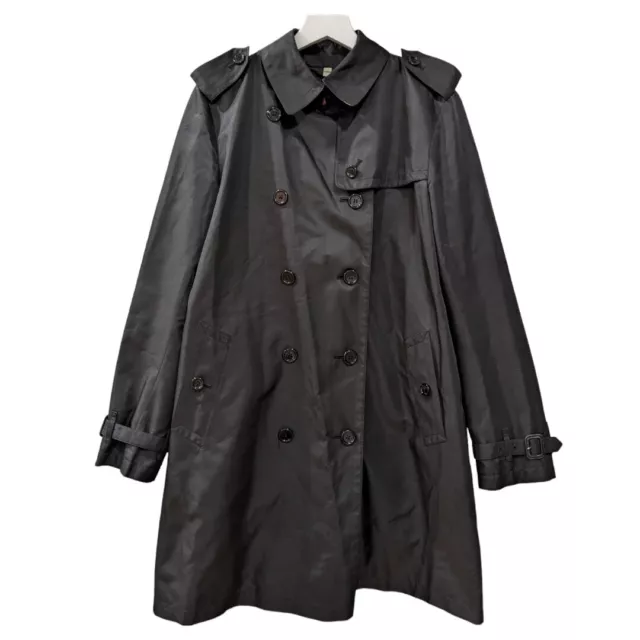 Burberry London Black Polyester Double Breasted Barkstone Trench Coat Size 12 2