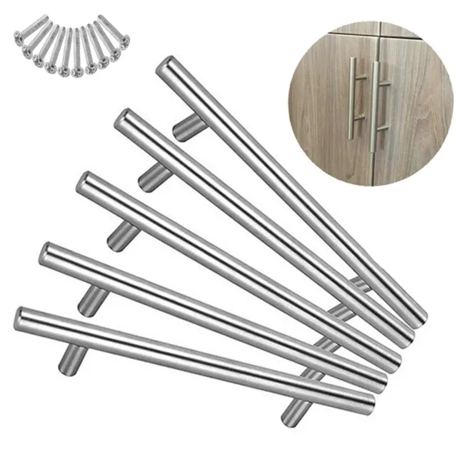 5Pcs Stainless Steel T Bar Handle Pull Knob Kitchen Cabinet Drawer Cupboard Door