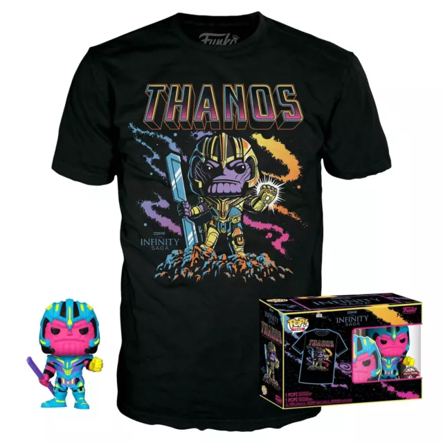 Funko Pop! & Tee Bundle Marvel 909 Blacklight Avengers Endgame Thanos