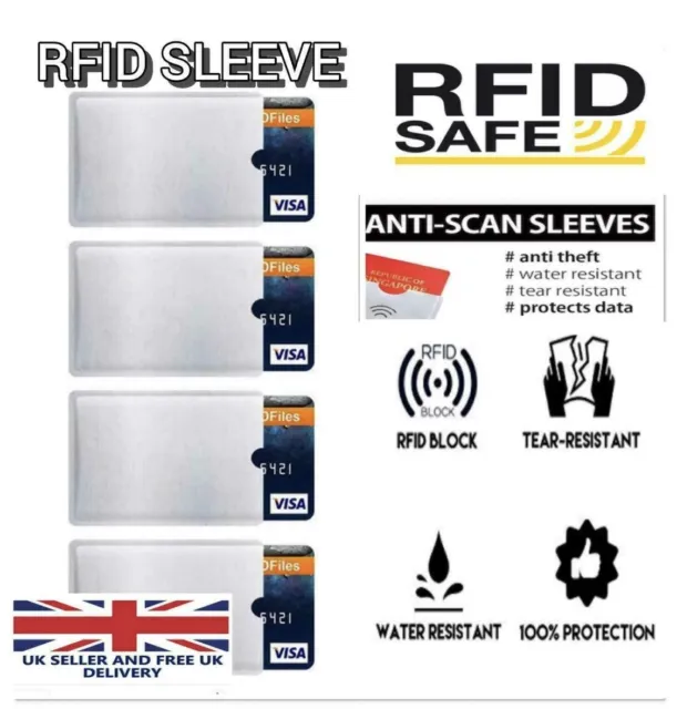 3 X RFID Blocking Sleeve Credit Card Protector Bank Card Holder for Wallets UK
