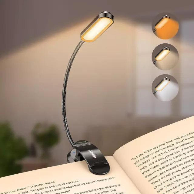 Leselampe Buch Klemme Mit 11 Leds, LED Buchlampe USB Wiederaufladbar, Stufenlose