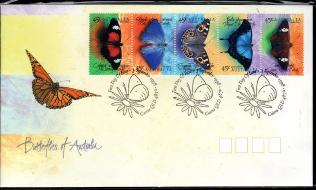 1998 'Butterflies in Australia' FDC - PMK Cairns QLD 4870 in Sealed Pack