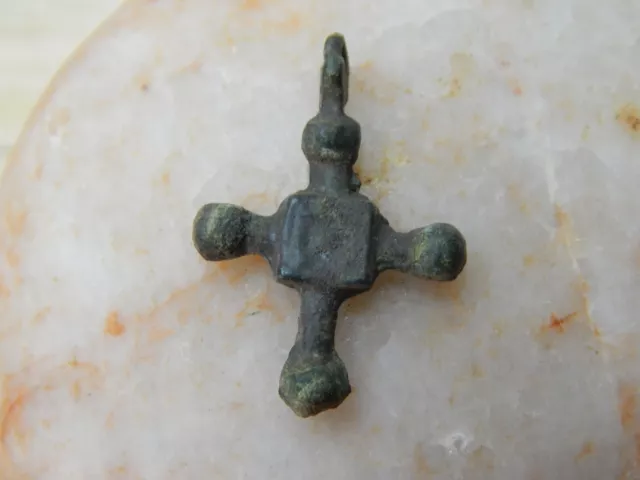Ancient Bronze Cross Pendant 25x17 mm, Viking Age