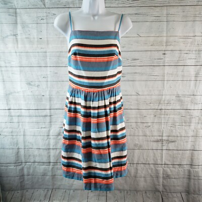 Paul & Joe Sister Womens Dress Sz 40 Blue Orange Striped Open Back