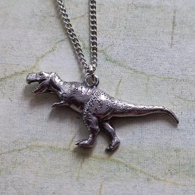 T-Rex Tyrannosaurus Dinosaur Pendant Necklace UK Made Pewter