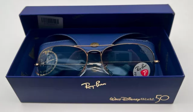 Disney World 50Th Anniversary Ray-Ban Aviator Polarized Sunglasses Limited New