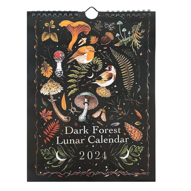 DARK FOREST LUNAR Calendar 2024 Wall Calendar Art Monthly Moon Calendar