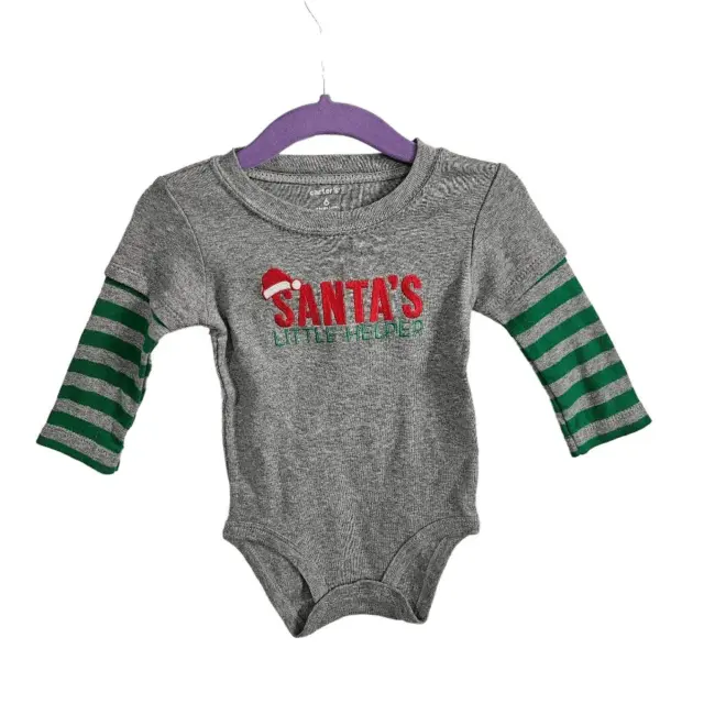 Carters Baby's Holiday Long Sleeves Santa's Print Overalls In Gray Size 6 months