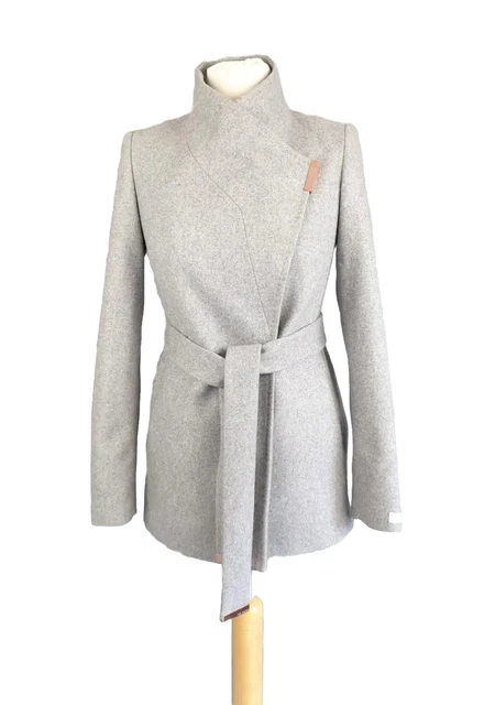 Ted Baker Coat Keyla grey wool cashmere blend wrap SIZE 1 UK 8