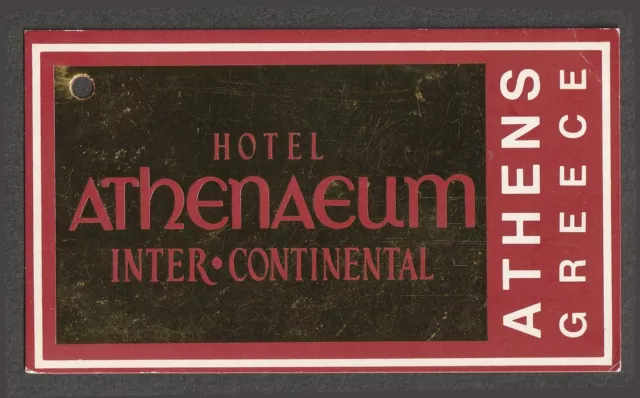 Hotel Athenaeum InterContinental ATHENS Greece - vintage luggage label-tag