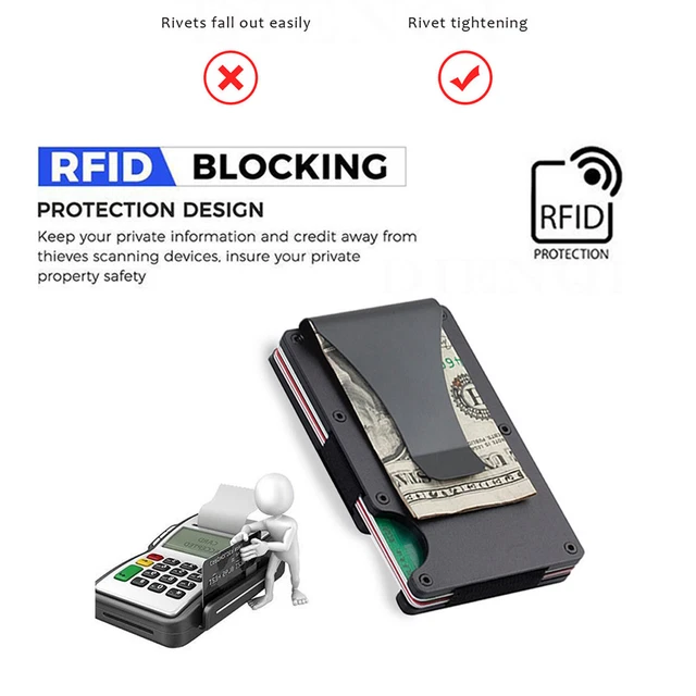 Mens Carbon Fiber RFID Blocking Clip Wallet Money Slim Credit Card Holder Metal 2