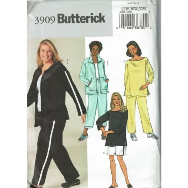 Butterick Sewing Pattern 3909 Jacket Tunic Shorts Pants Misses Size 28W-32W