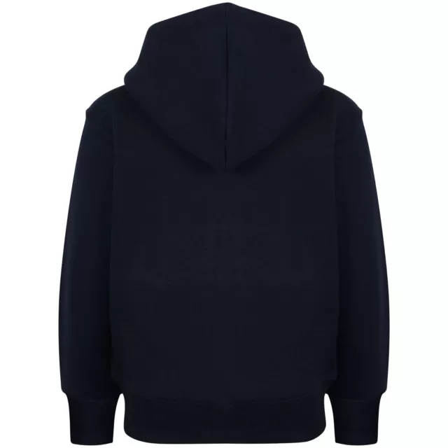 Bambine Unisex Tinta Unita Pile Navy Felpa con Cappuccio Zip Stile Età 2-13 Anni