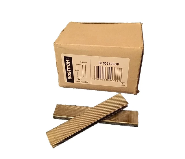 Box mit 5000 Stanley Bostitch 8,55 mm x 22 mm verzinkten Heftklammern SL503522DP