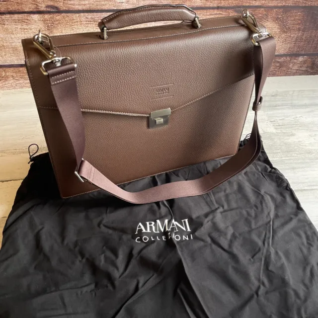 Armani Collezioni Leather Briefcase Bag Attache