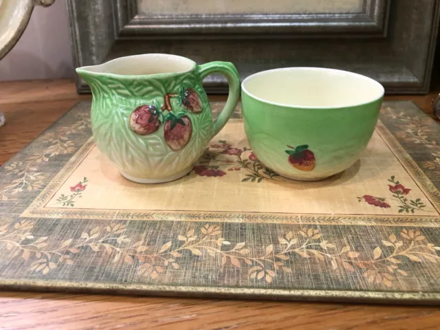 Shorter & Son Ltd Staffordshire Hand Painted vintage Milk Jug and Sugar Bowl